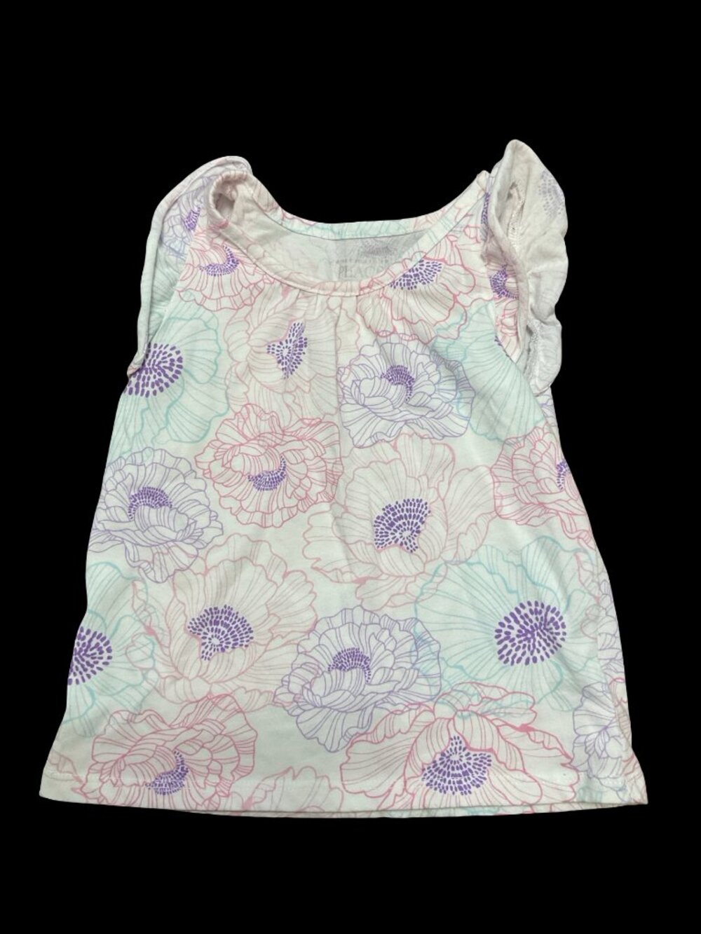 🌻10/$25 - White Floral Print Tank Top w/ Ruffle Sleeve